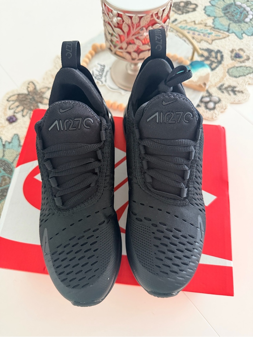 NIB Nike Air Max 270 Triple Black Sneakers 4Y or 5.5 women’s - Picture 4 of 5